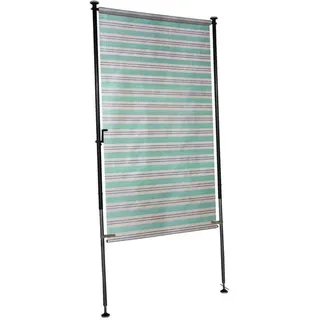 Angerer Balkonsichtschutz, Senkrechtmarkise mit Handkurbel, Terrasse/Balkon, Montage ohne Bohren, Made in Germany, Kunststoff, UV-beständig, höhenverstellbar, wasserabweisend, 150 cm Grün-Beige