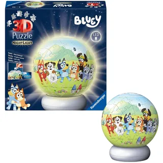 Ravensburger 3D Puzzle Bluey - 3D Puzzle Kinder ab 6 Jahren - Puzzle-Ball mit LED Nachtlicht als Nachttischlampe für Kinder - Bluey Geschenke für Mädchen und Jungen - 12008060