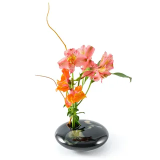 Georgetown Pottery Ikebana Blumenvase, klein, rund, Schwarz