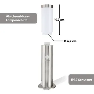 Kamelio 2x Wegeleuchte Edelstahl mit Bewegungsmelder 45cm Außenleuchte Wegbeleuchtung Gartenleuchte Strom Pollerleuchte Aussenlampe Strom E27