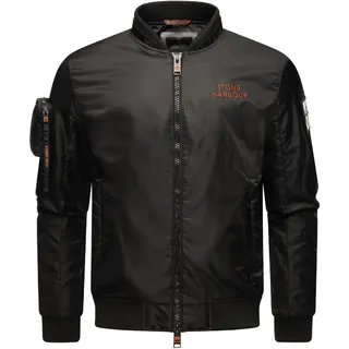 Stone Harbour Bomberjacke "Bomberjacke Berkoo" ohne Kapuze Coole Herren Pilotenjacke mit praktischer Ärmeltasche, schwarz