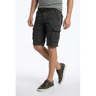Cargoshorts CARS JEANS "DURRAS SHORT", Herren, Gr. S, N-Gr, schwarz, Web, Obermaterial: 100% Baumwolle, unifarben, washed, regular fit kniefrei, Hosen Cargoshorts