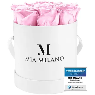 Mia Milano Infinity Rosen Weiß für Sie | 5 Jahre haltbar | Geschenk Rosenbox mit 9 echten konservierten Rosen | Handgefertigt in Deutschland