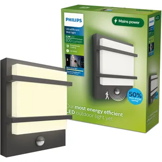 Philips Außenwandleuchte Aluminium 22,7 cm inkl. Bewegungsmelder grau