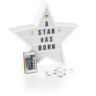 EasyMaxx LED-Leuchtkasten Light Box - Für individuelle Textbotschaften | 150 bunten Emojis und 173 Buchstaben, Zahlen und Symbolen [Stern]