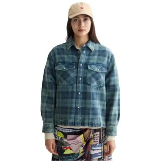 Scotch & Soda Washed Denim Checked Loose Fit Überhemd - Indigo Check - 36