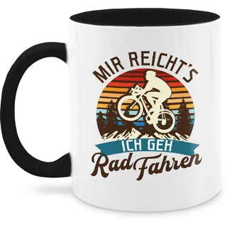 Tasse Tassen 325ml - Radsport - Mir reicht's ich geh Rad fahren - Mountainbike Geschenk Fahrrad - 325 ml - Schwarz - geschenke für fahrradbegeisterte rennrad räder kaffeetassen hobby radel vintage