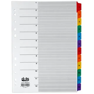 dots Ordnerregister Mylar Vollformat 1-12 farbig 12-teilig, 1 Satz