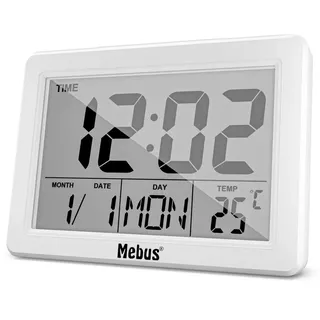 MEBUS 25738 Quarz-Wecker silber