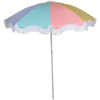 Arti Casa Sonnenschirm Ø160 cm – Verstellbarer Stockschirm 115–190 cm – Leichter Strandschirm mit Buntem Bezug – Für Garten, Urlaub oder Camping Geeignet - Weiß