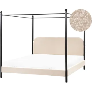 Beliani Himmelbett Beige Textil, 180x200 cm