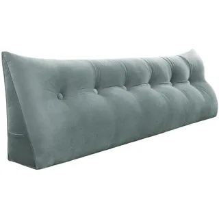 Vercart Rückenkissen für Bett Samt Grau 180 cm , Textil , Füllung: Hohlfaser , Dreieckig , 50x180 cm , Hergestellt in Europa , Heimtextilien, Wohntextilien, Kissen, Rückenkissen