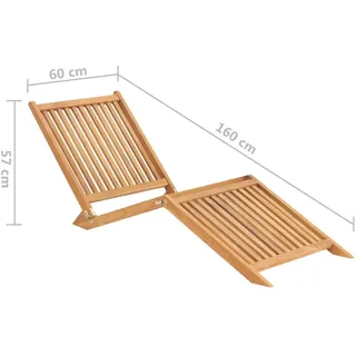 vidaXL Sonnenliege 160 x 60 x 57 cm natur klappbar
