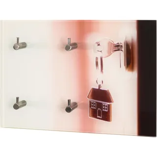 Haku-Möbel HAKU Möbel Schlüsselboard edelstahloptik, Motiv, Metall, Sicherheitsglas - Maße: B 30 cm x H 21 cm x T 5 cm, Style: Modern