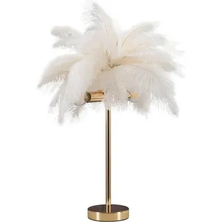 Tischlampe Bonefro, Schreibtischleuchte, Büroleuchte, Arbeitslampe, Weiß und Gold, 40x40 h55 cm - Weiß