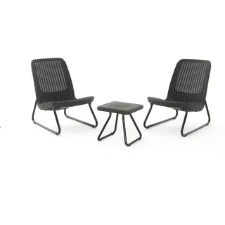 Keter Terrassenmöbel-Set 3-tlg. Rio Graphitgrau - Grau