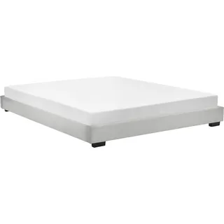 In And OutdoorMatch Holzbett Austen - niedrig - Kunstleder - mit Lattenrost - 140 x 200 cm - Weiß - klassisches Design - Weiß