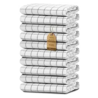 NatureMark 10er Set Geschirrtücher 50x70 cm – 100% Baumwolle, saugfähig & strapazierfähig – Geschirrtücher und Küchentücher für Haushalt und professionelle Küchen, inklusive E-Book, Farbe: Anthrazit
