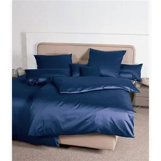 Janine Design Mako-Satin-Bettwäsche-Garnitur 31001 Colors Farbe marine Größe 155x220 + 80x80 - Blau