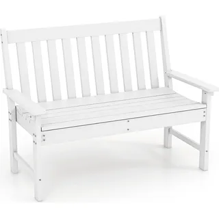 COSTWAY Gartenbank Sitzbank HDPE wetterfest, Parkbank für 2-3 Sitzer, Balkontank bis 320kg belastbar, Terrassenbank 132 x 65 x 91 cm Weiß - Weiß