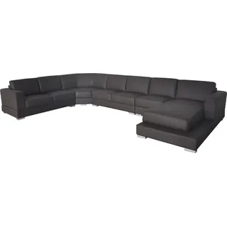 Ecke Leder Modern XXL Couch Wohnlandschaft Ledersofa Sofa U-Form USB Ecksofa Neu - Schwarz