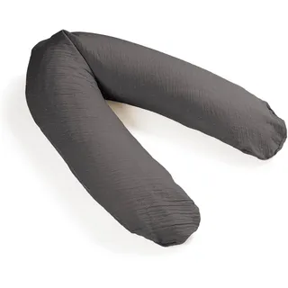 pic Bear Premium Stillkissen - hochwertiges Schwangerschaftskissen - anschmiegsames Lagerungskissen aus Baumwolle - schadstofffreies Seitenschläferkissen (Musselin Grey, 194 cm Premium)