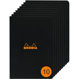 Rhodia 119169Cpack - Packung 10 Notizheft - Kladde geheftet, DIN A4 (21x29,7 cm), liniert, 48 Blatt, 80g, Schwarz, 1 Pack