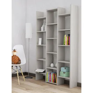 Dmora - Bücherregal Sulu, Büroregal, Mobiler Buchhalter, Bibliothek, Made in Italy, 91x28h180 cm, Hellgrau