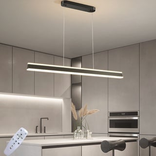 LED Hängeleuchte esstisch Pendelleuchte Schwarz dimmbar mit den Fernbedienung pendellampe höhenverstellbar Moderne Hänge lampe für büro esszimmer Arbeitszimmer Wohnzimmer Küche leuchte (120cm/48W) ...