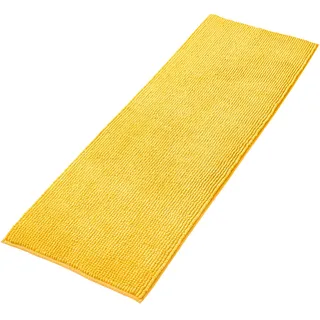 Decomira Badematte rutschfest | Als Badteppich Set kombinierbar | Badezimmer-Teppich Bad-Vorleger waschbar aus Chenille | Duschvorleger für Dusche, Badewannen, WC Deko | Gelb - 50x150 cm