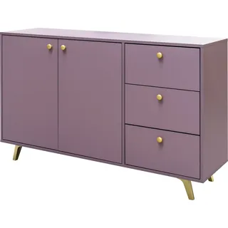 Kommode Siena mit 3 Schubladen und 2 Türen, Sideboard in Farbe: Lila, Schrank in Größe: 140 x 86 x 41 cm - Lila