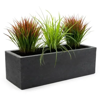 Pflanzwerk® Pflanzkübel TUB Anthrazit 27x80x30cm XXL – Rechteckig – Großer Kunststoff Blumenkübel für außen und innen - Frostsicher - UV-Schutz - 2 Jahre Garantie