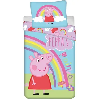 Peppa Pig - Regenbogen Bettwäsche-Set, Baumwolle AG3984 (Einzelbett) (Bunt) - Bunt