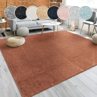 Paco Home Teppich »Porto 890« rechteckig 13 mm Höhe Kurzflor, Uni-Farben, ideal im Wohnzimmer & Schlafzimmer, braun