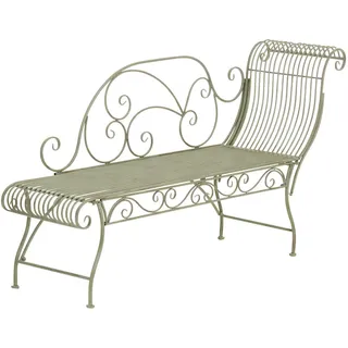 CLP Eisen-Gartenbank KARMA I Recamiere mit romantischen Verzierungen I Robuste Sonnenliege aus Eisen, antik grün - Grün