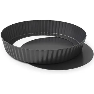 MGE - Extra Hohe Quicheform 24 cm - Tarteform mit Hebeboden aus Karbonstahl - Backform Rund - Tarteform - Quiche Formen mit Hebeboden Antihaftbeschichtung - Obstbodenform - Kuchenform - 24 cm