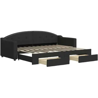 vidaXL Tagesbett Ausziehbar mit Schubladen Schwarz 80x200 cm Stoff - Schwarz