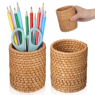 Gatuida Gewebter Stifthalter 2Er Set Stifte-Organizer Für Schreibtisch 3.94X2.95X2.95In Robuster Bleistifteköcher Zur Aufbewahrung Von Stiften Make-up Und Bastelutensilien
