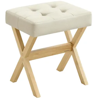 SONGMICS Schminkhocker, Hocker gepolstert, Sitzhocker, Beine aus Holz, Fußhocker, für Schlafzimmer, Ankleidezimmer oder Flur, 32 x 42 x 46 cm, sandbeige-naturfarben LSF006LF02