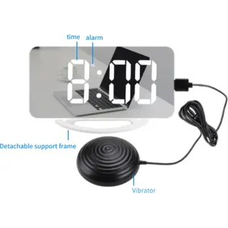 INF Spiegelwecker mit Vibration und USB-Aufladung - Weiß