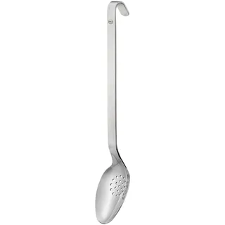 RÖSLE Haken Gemüselöffel, Hochwertiger Schöpflöffel mit Lochung und Hakengriff, Edelstahl 18/10, spülmaschinengeeignet, Länge 31,5 cm, Silbern