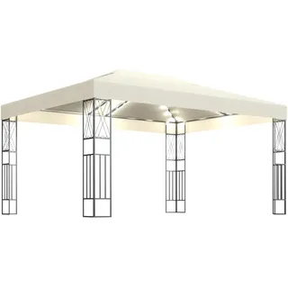 vidaXL Pavillon mit LED-Lichterkette 3x4 m Creme Stoff - Creme