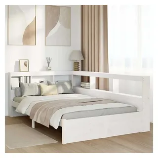 vidaXL Massivholzbett mit Regal ohne Matratze Weiß 120x200 cm Kiefer