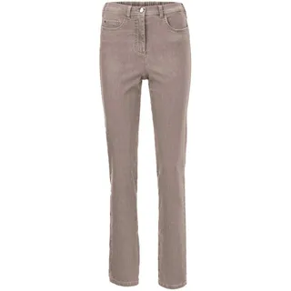 Regular-fit-Jeans GOLDNER "Kurzgröße Damen Jeans Slim Fit LOUISA mit Stretch-Anteil", Damen, Gr. 26, K-Gr, beige (taupe), Obermaterial: 70% Baumwolle CO. 27% Polyester PES. 3% Elasthan EL., normal, Jeans Regular-fit-Jeans, Ohne