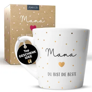 Amari ® Mama Tasse mit Herz – Geschenkidee für Mutter – Tasse zum Muttertag oder Geburtstag – Liebevolles Geschenk für Mama – Kaffeetasse für Frauen, Tetasse