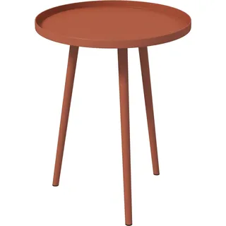 Beistelltisch Garten, wetterfester Gartentisch mit erhöhtem Rand, Balkontisch aus Stahl, runder Kaffeetisch 20kg belastbar, Ø40x50H cm, Sofatisch für Outdoor Indoor Balkon Terrasse Rot Aosom - Rot
