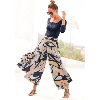 Hosenrock LASCANA, Damen, Gr. 36, bunt (bedruckt), Web, Obermaterial: 100% Polyester, bedruckt, figurumspielend knöchelfrei, Röcke Hosenrock, mit grafischem Alloverdruck, Culotte, extraweites Bein, Topseller