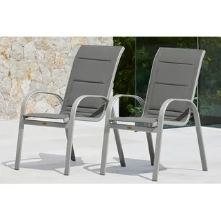 MERXX Stapelstuhl "Amalfi Deluxe" (Set) 2 Stk.2er Set, Alu/Textil, stapelbar, grau