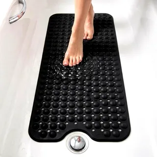 edihome, Badewannenmatte rutschfest 100x40 cm, Duschmatte, Antirutschmatte Duscheinlage, Blasen mit Saugnäpfen, BPA-frei, Antibakteriell, Schimmelresistent, Familiensicherheit (Dunkelgrau, 100x40 cm)