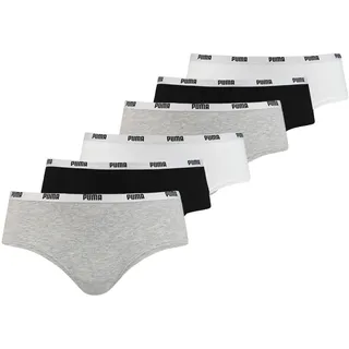 Panty PUMA "Panty 6er Pack", Damen, Gr. M, bunt (grau, weiß, schwarz), Obermaterial: 95% Baumwolle CO. 5% Elasthan EL., Unterhosen Panty